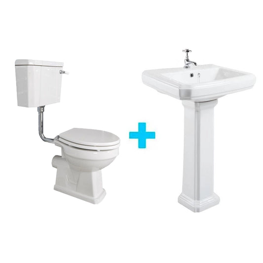 Inodoro clásico Tanque medio York + Lavabo pedestal York