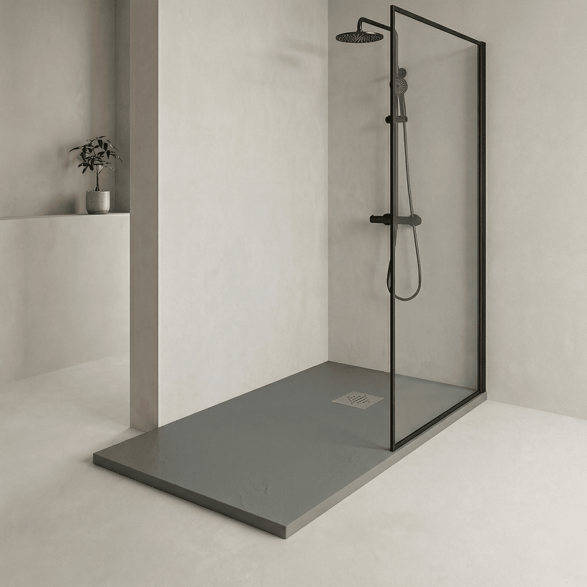 Plato de ducha gris de resina Esencial - The Bath