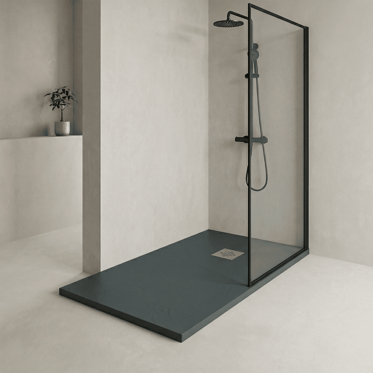 Plato ducha resina textura pizarra Esencial - The Bath