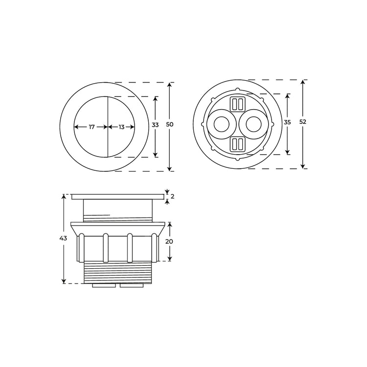 Pulsador inodoro tanque bajo 50mm