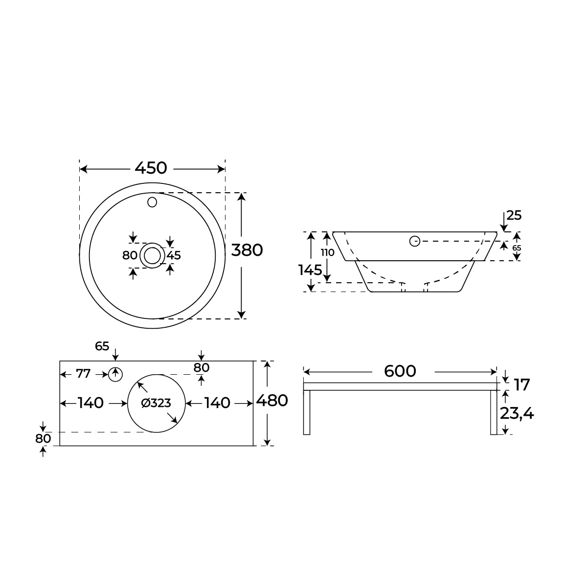 Lavabo con encimera Saona Bowl