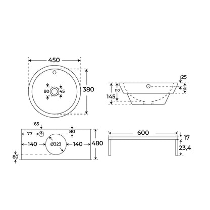 Lavabo con encimera Saona Bowl