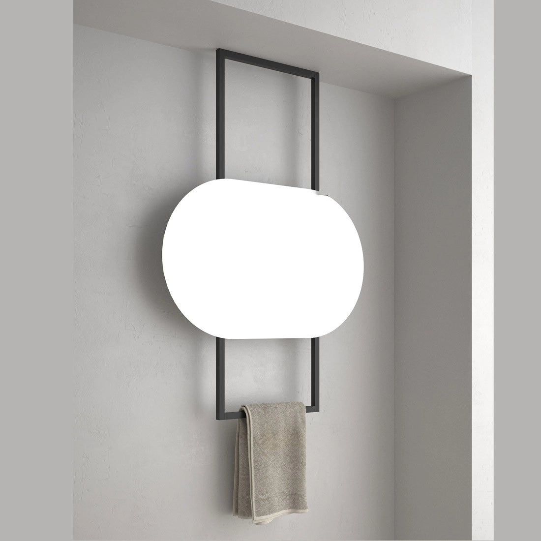 Soporte metálico de techo con toallero para espejo