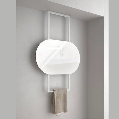 Soporte metálico de techo con toallero para espejo
