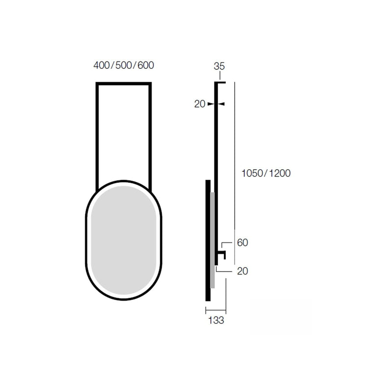 Soporte metálico de techo para espejo